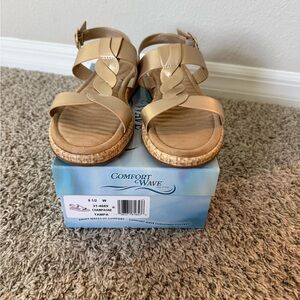 Easy Street Champagne Braided Strap Sandals for Women 9.5 WIDE